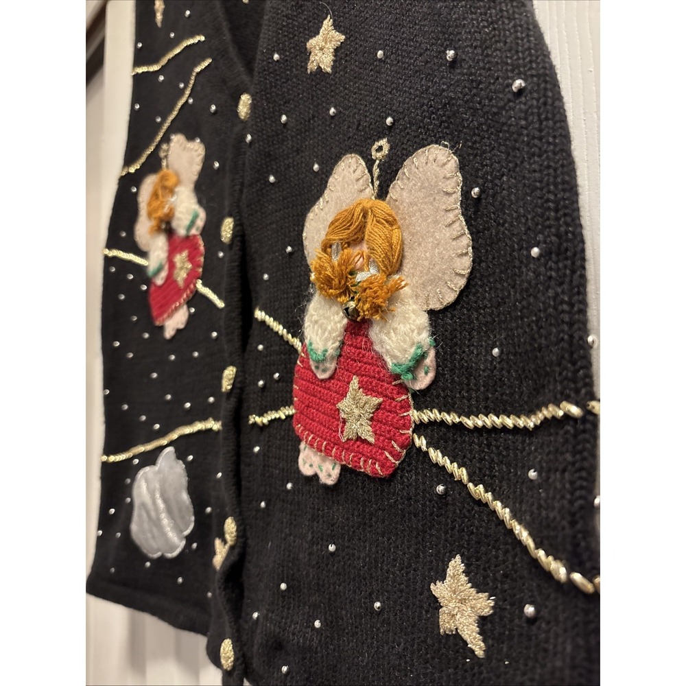 Vtg Bobbie Brooks Women's S Angel Star Ugly Festive Christmas Sweater Vest 3D - Picture 7 of 8